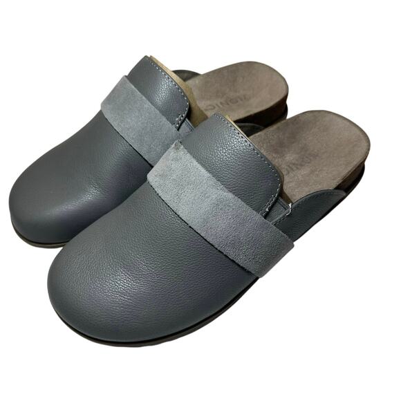 Vionic Ambrosia Mules Flats Shoes Women’s Size 9M Gray Leather Slip On Orthotic - Picture 1 of 5